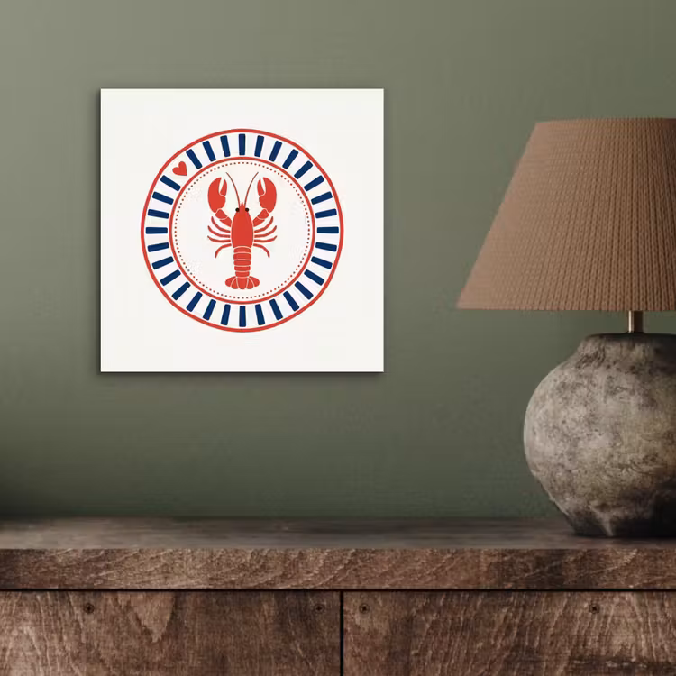 Zeeleven - Kreeft - Embleem - Grafisch - Rood aluminium wit klein -sfeer2