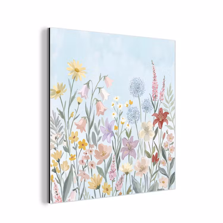 Weidebloemen - Illustratie - Kleurrijk aluminium wit klein -3d