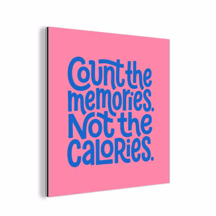 Memories - Roze - Blauw - Quote aluminium wit klein -3d