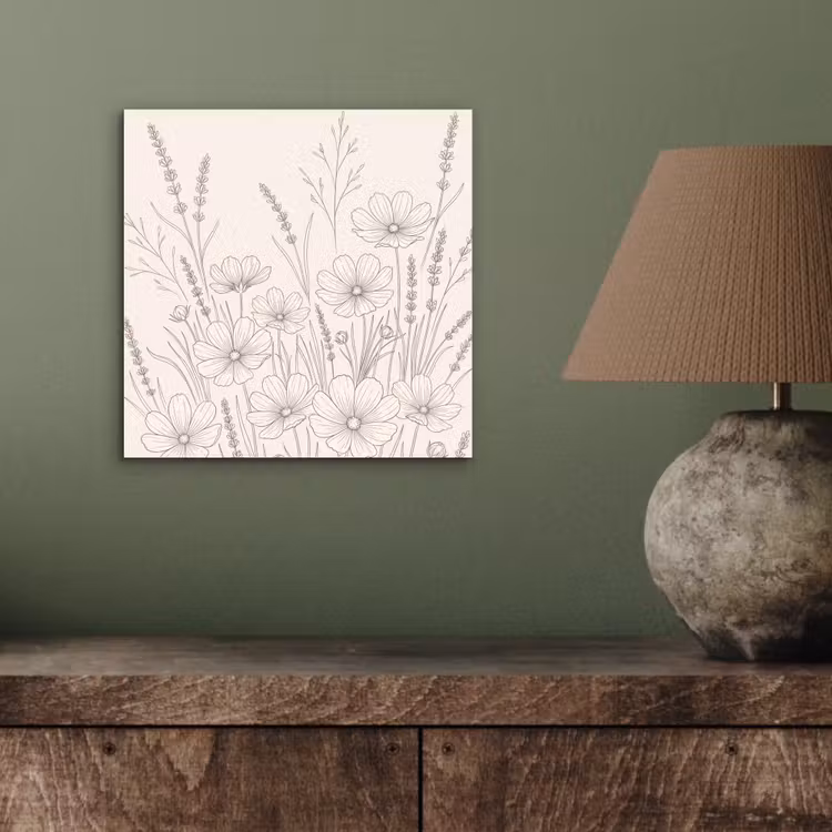 Minimalistisch - Modern - Bloemen - Beige aluminium wit klein -sfeer2