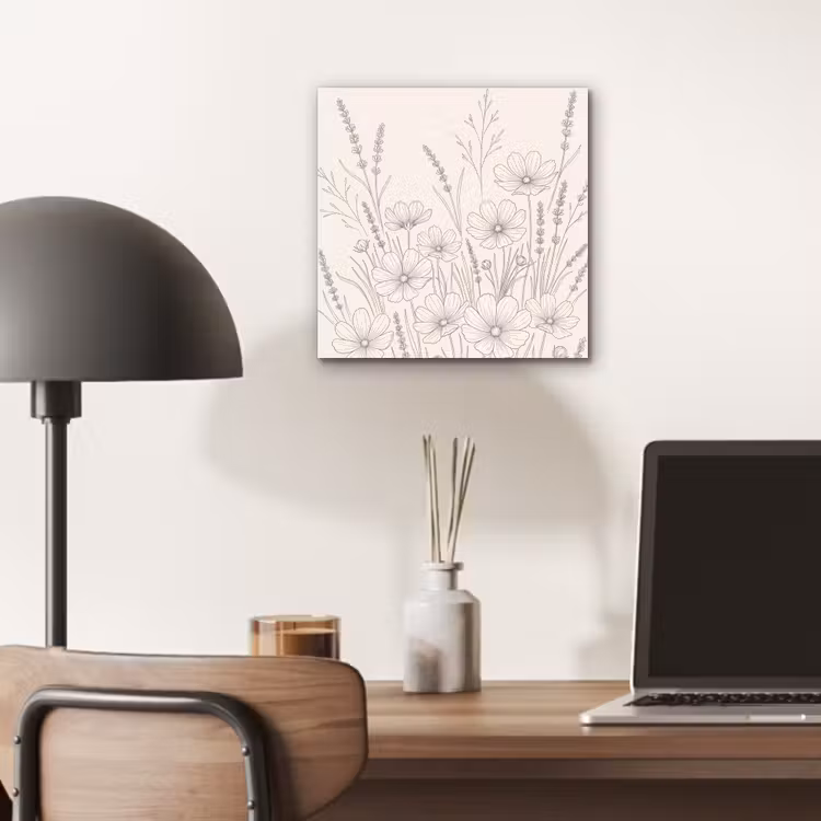 Minimalistisch - Modern - Bloemen - Beige aluminium wit klein -sfeer5