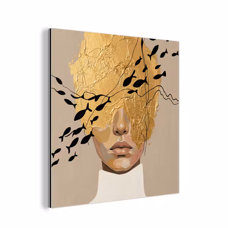 Modern - Vrouw - Goud aluminium wit klein -3d