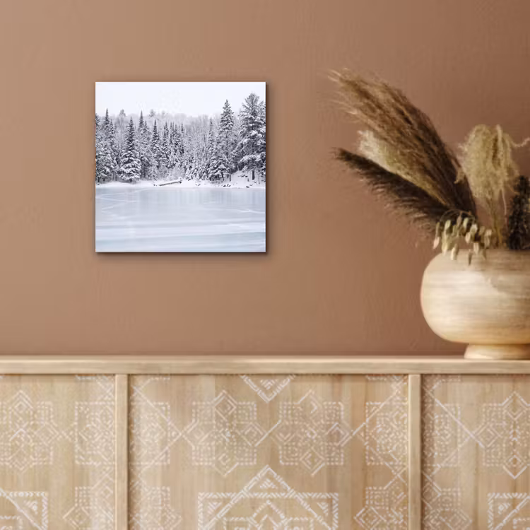 Meer - Dennen - IJs - Winter - Rustgevend aluminium wit klein -sfeer4
