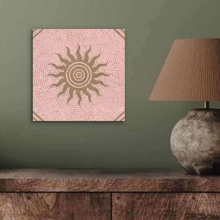 Mozaïek - Zon - Patroon - Klassiek - Roze aluminium wit klein -sfeer2