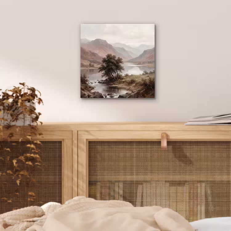 Berglandschap - Meer - Bergen - Vallei - Klassiek aluminium wit klein -sfeer3