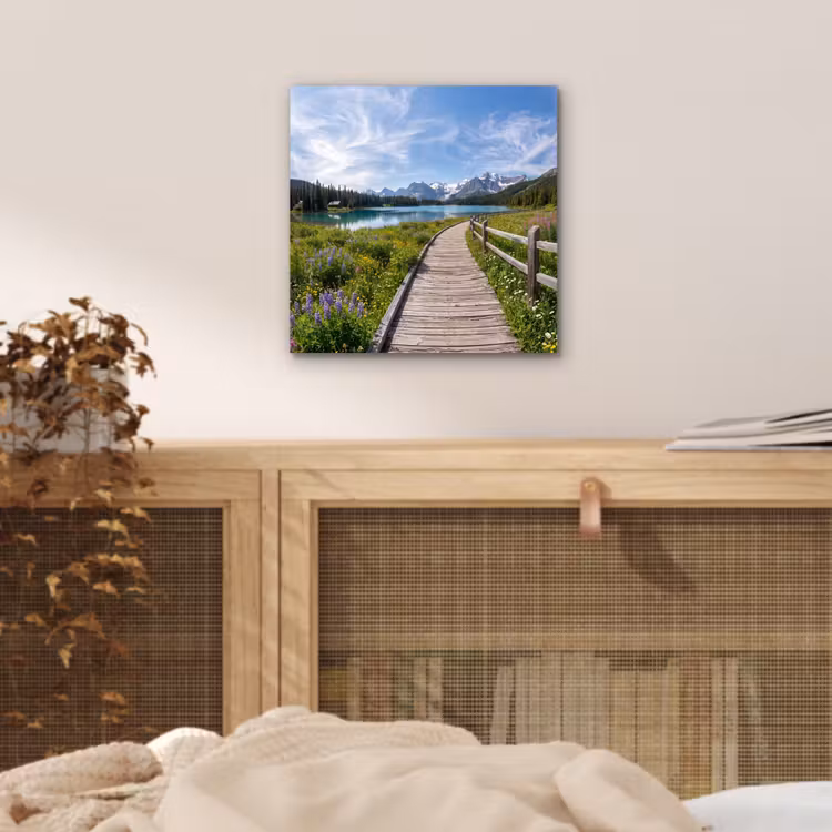 Bergen - Meer - Landschap - Blauw aluminium wit klein -sfeer3