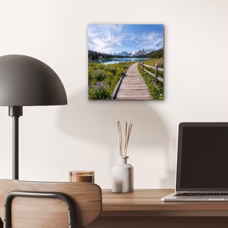 Bergen - Meer - Landschap - Blauw aluminium wit klein -sfeer5