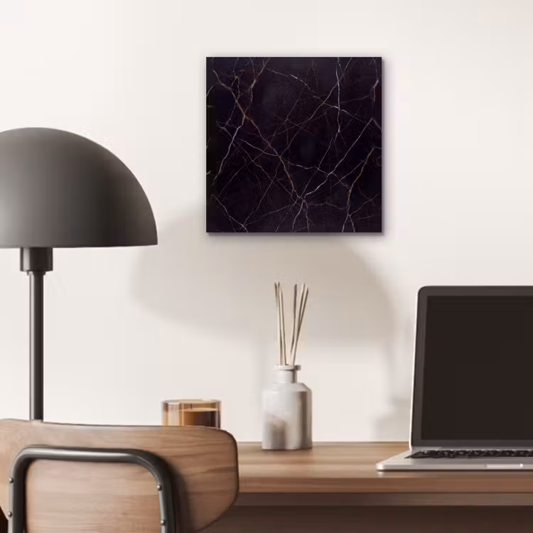 Natuursteen - Marmerpatroon - Abstract - Modern - Zwart - Goud aluminium wit klein -sfeer5