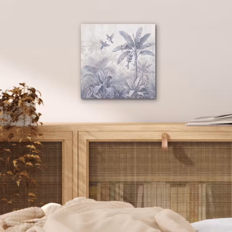 Natuur - Vogel - Jungle - Illustratie - Blauw aluminium wit klein -sfeer3