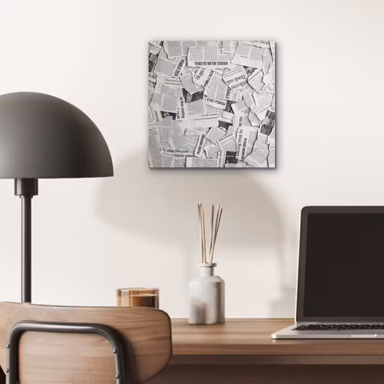 Krant - Versnipperd - Textuur - Zwart-wit - Abstract aluminium wit klein -sfeer5