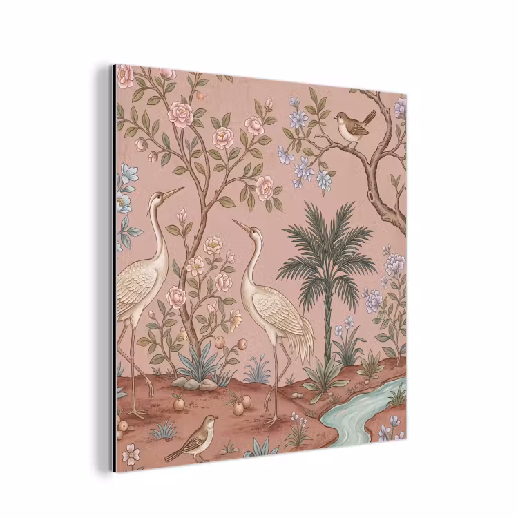 Nostalgisch - Reigers - Roze aluminium wit klein -3d