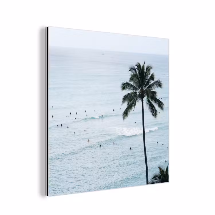 Oceaan - Palmbomen - Surfers aluminium wit klein -3d