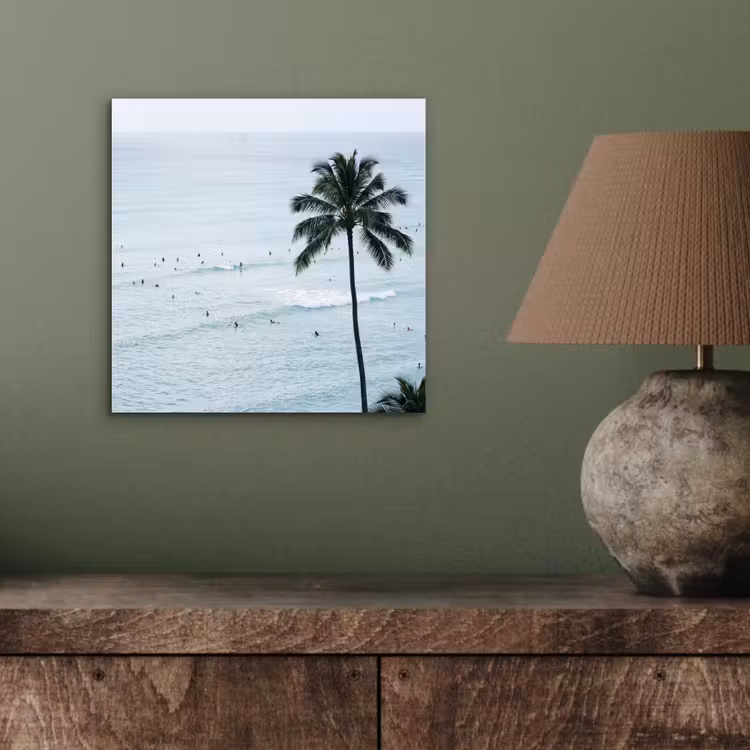 Oceaan - Palmbomen - Surfers aluminium wit klein -sfeer2