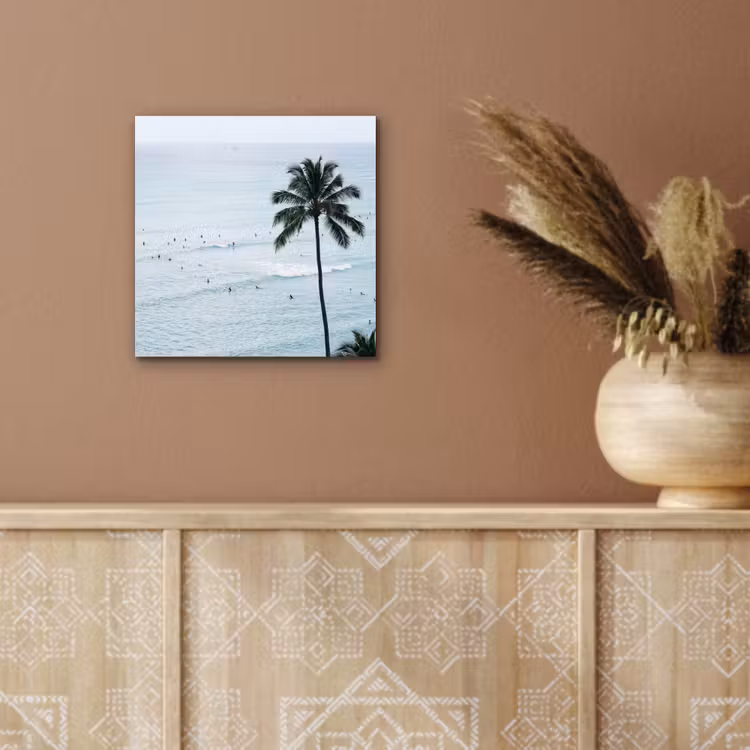 Oceaan - Palmbomen - Surfers aluminium wit klein -sfeer4