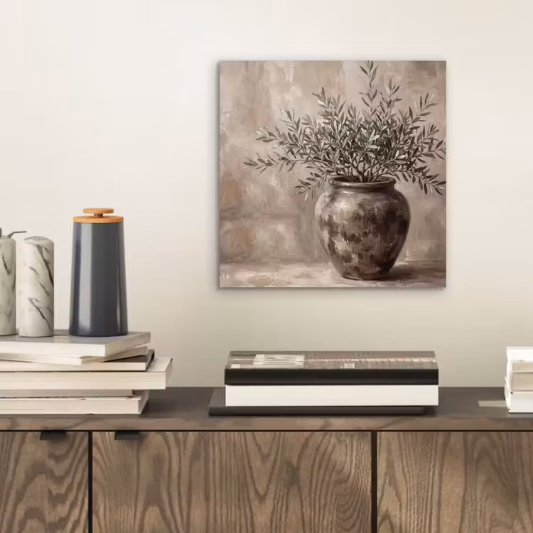 Olijfplant - Aardenpot - Abstract - Beige aluminium wit klein -sfeer1