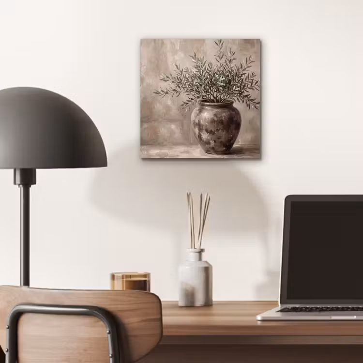 Olijfplant - Aardenpot - Abstract - Beige aluminium wit klein -sfeer5