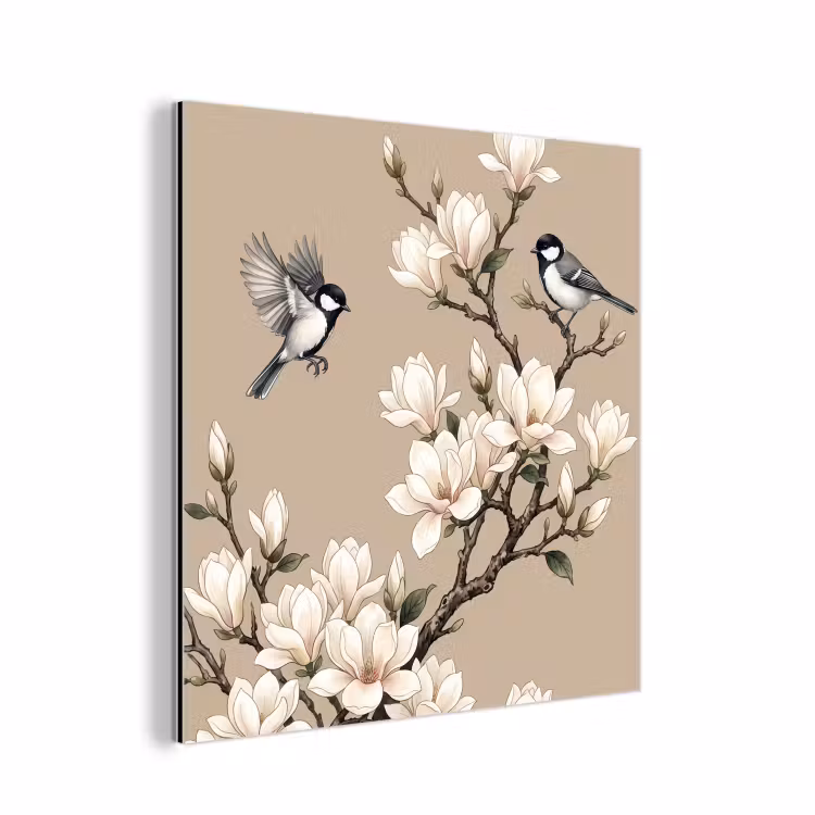 Oosters - Vogels - Beige aluminium wit klein -3d