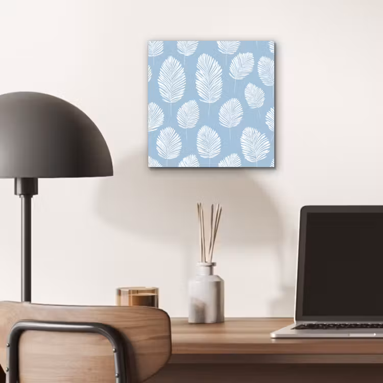 Palmbladeren - Naadloos - Patroon - Pastelblauw aluminium wit klein 46 -sfeer5