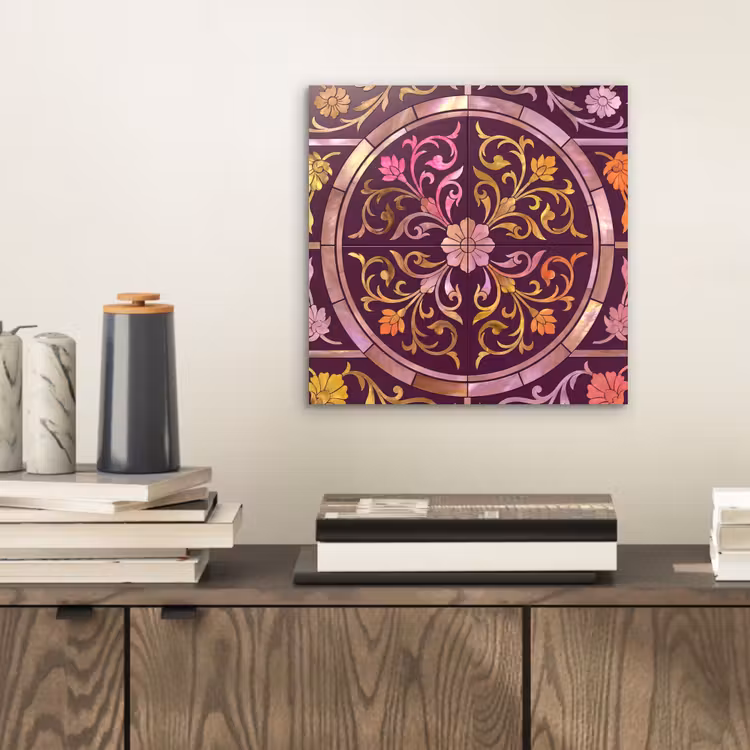 Patroon - Floraal - Oosters - Paars - Goud aluminium wit klein -sfeer1