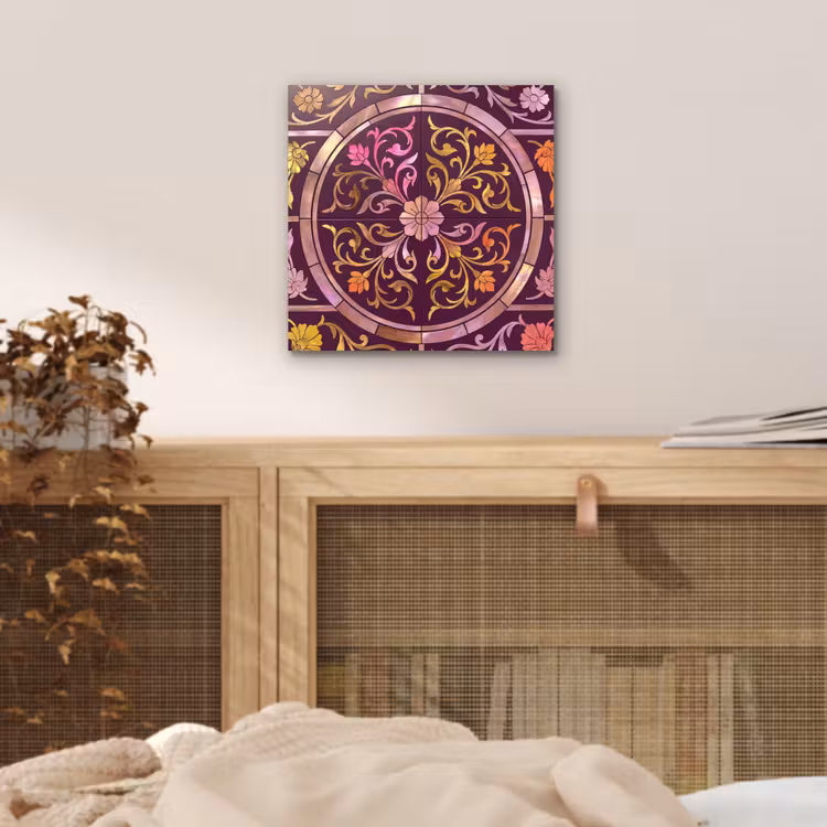 Patroon - Floraal - Oosters - Paars - Goud aluminium wit klein -sfeer3