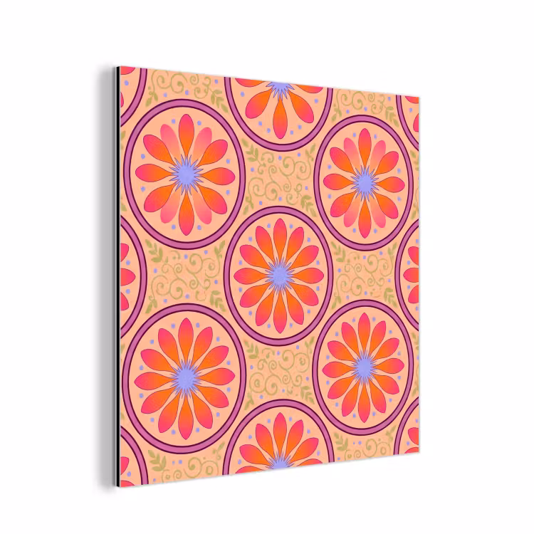 Patroon - Bloemen - Decoratief - Kleurrijk - Modern aluminium wit klein -3d