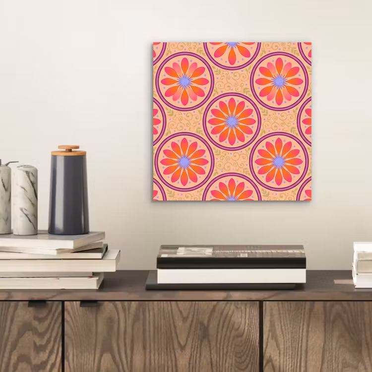 Patroon - Bloemen - Decoratief - Kleurrijk - Modern aluminium wit klein -sfeer1