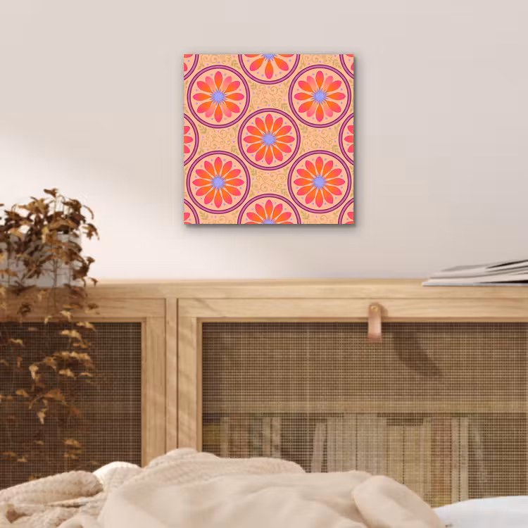 Patroon - Bloemen - Decoratief - Kleurrijk - Modern aluminium wit klein -sfeer3