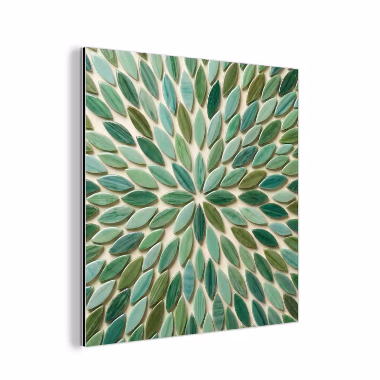 Patroon - Blad - Groen - Abstract aluminium wit klein -3d