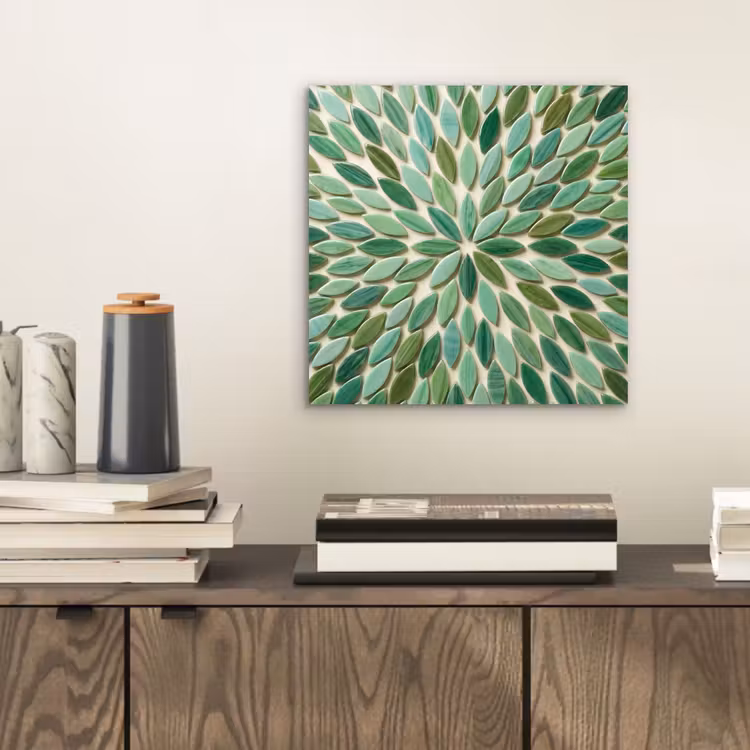 Patroon - Blad - Groen - Abstract aluminium wit klein -sfeer1
