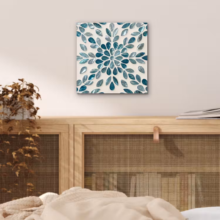 Patroon - Bladeren - Abstract - Modern - Turquoise aluminium wit klein -sfeer3