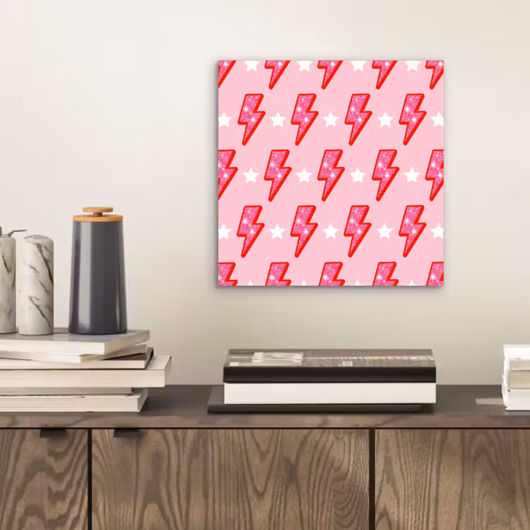 Patroon - Bliksem - Ster - Glitter - Roze aluminium wit klein -sfeer1