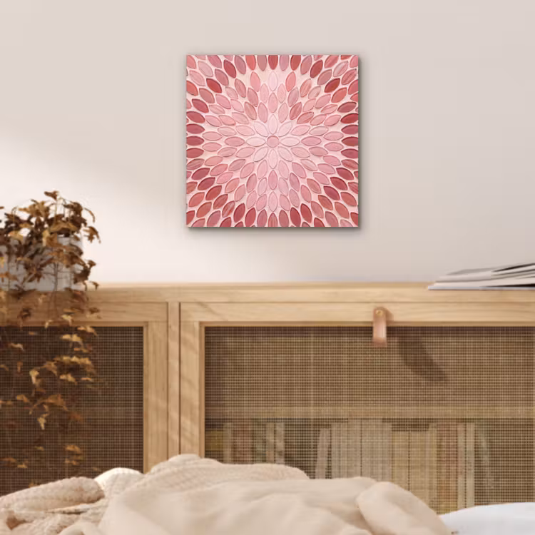 Patroon - Mozaïek - Ovaal - Abstract - Roze aluminium wit klein -sfeer3