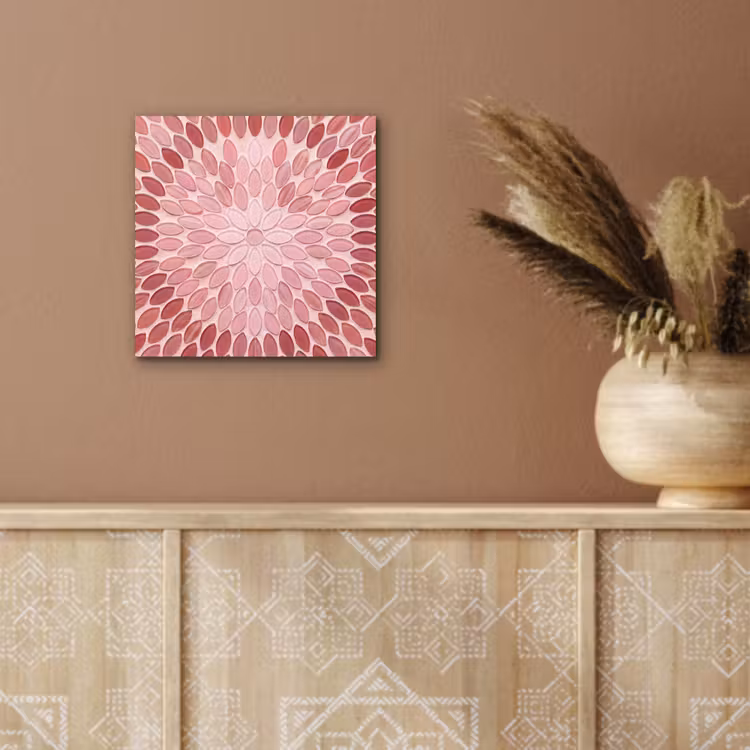 Patroon - Mozaïek - Ovaal - Abstract - Roze aluminium wit klein -sfeer4