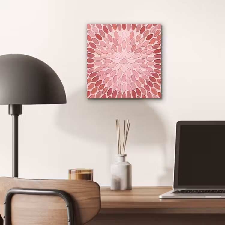 Patroon - Mozaïek - Ovaal - Abstract - Roze aluminium wit klein -sfeer5