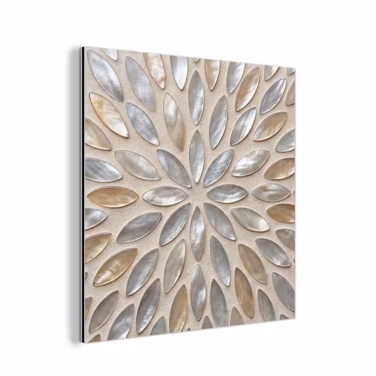 Patroon - Ovaal - Glanzend - Abstract - Beige aluminium wit klein -3d