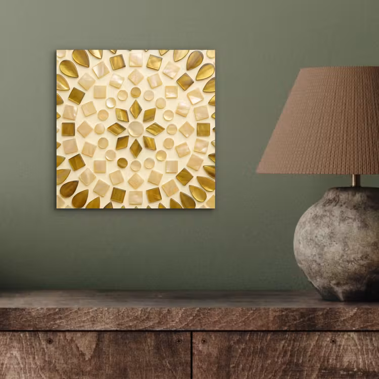 Patroon - Vormen - Mozaïek - Abstract - Goud aluminium wit klein -sfeer2