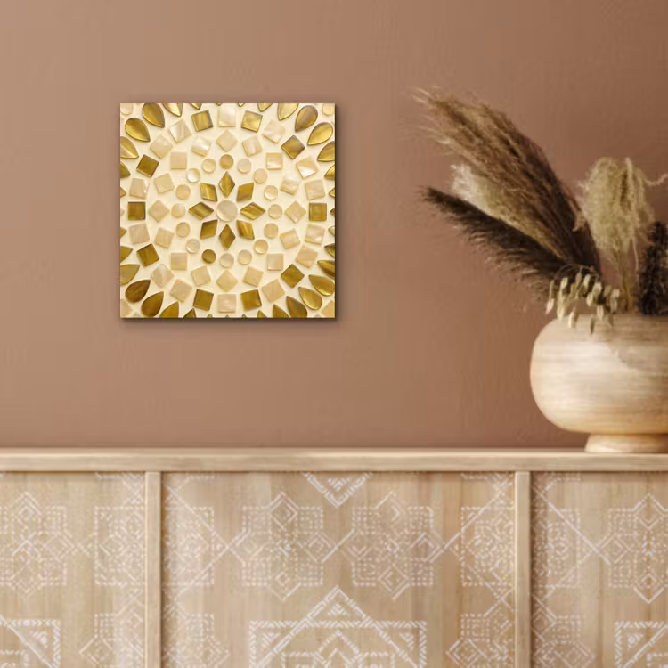 Patroon - Vormen - Mozaïek - Abstract - Goud aluminium wit klein -sfeer4