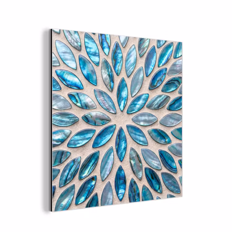 Patroon - Glans - Abstract - Blauw - Decoratie aluminium wit klein -3d