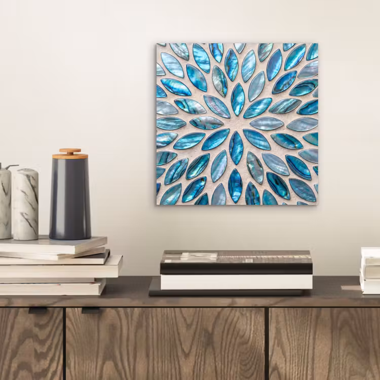 Patroon - Glans - Abstract - Blauw - Decoratie aluminium wit klein -sfeer1