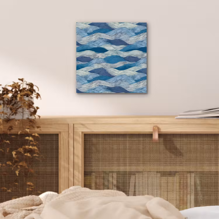 Getekend - Blauw - Wit - Golvend - Streepjes aluminium wit klein 46 -sfeer3