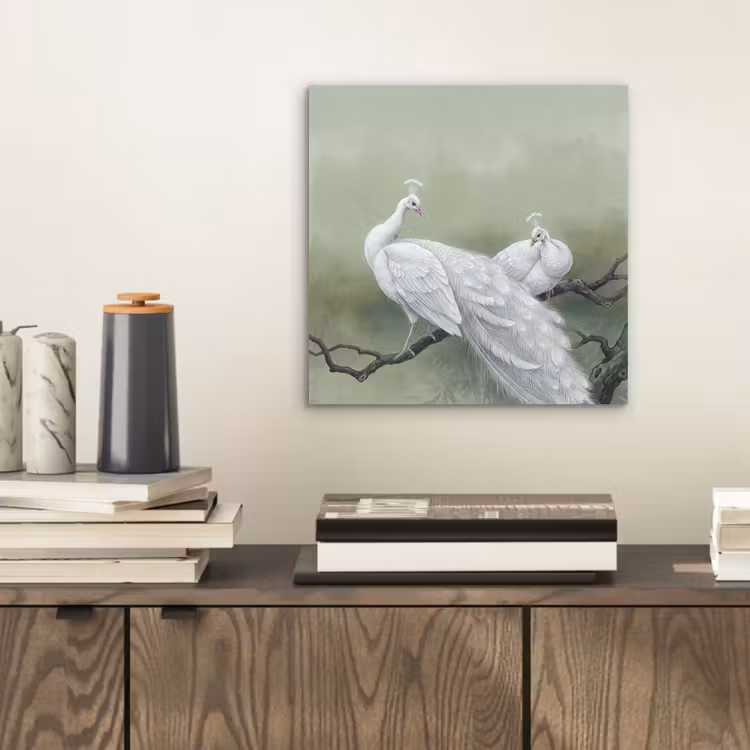 Pauwen - Wit - Natuur - Groen aluminium wit klein -sfeer1