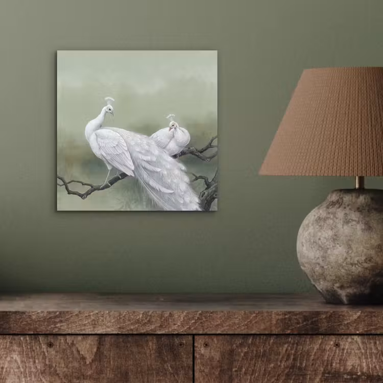 Pauwen - Wit - Natuur - Groen aluminium wit klein -sfeer2