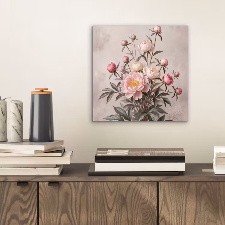 Pioenrozen - Boeket - Roze aluminium wit klein -sfeer1