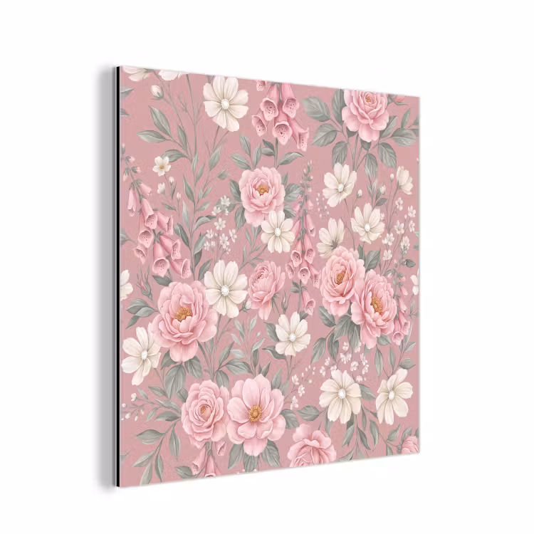 Pioenrozen - Vingerhoedskruid - Pink aluminium wit klein -3d
