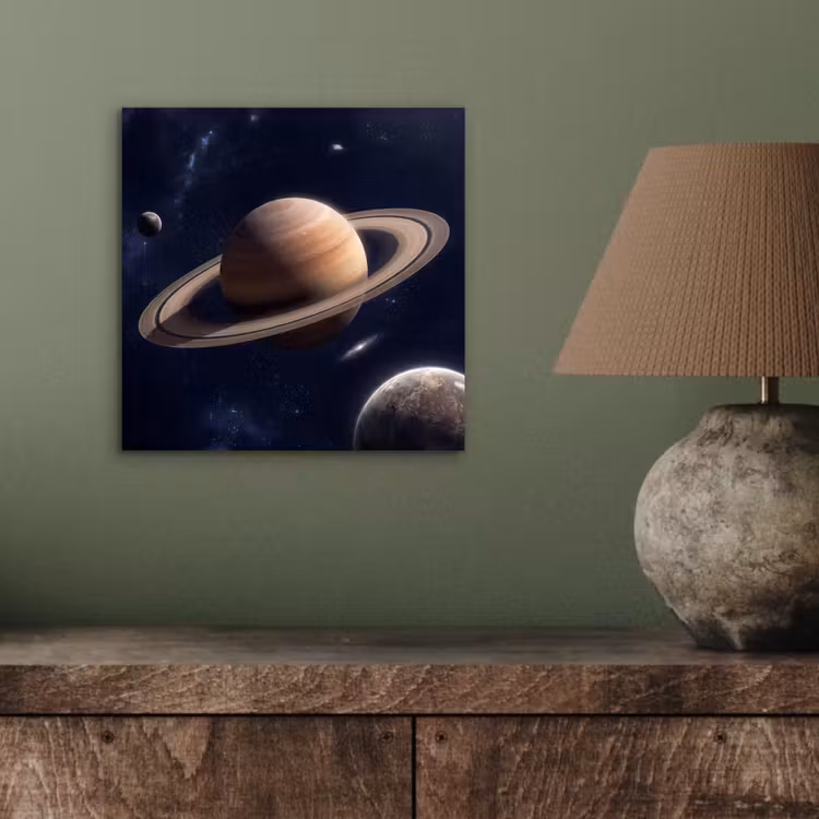 Planeten - Saturnus - Ruimte aluminium wit klein -sfeer2