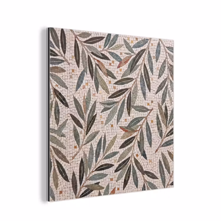 Plant - Blad - Mozaïek - Groen aluminium wit klein -3d