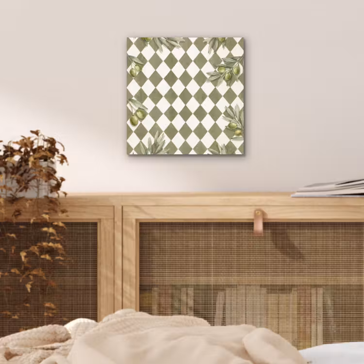 Plant - Olijftakken - Waterverf - Mediterraan - Groen aluminium wit klein -sfeer3