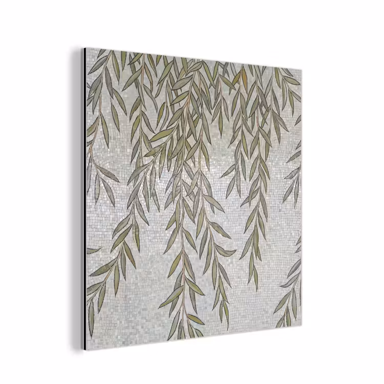 Planten - Mozaïek - Patroon - Groen - Blauw aluminium wit klein -3d