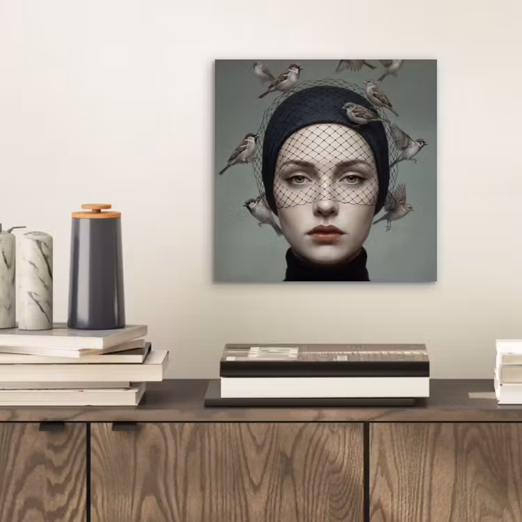 Portret - Vogels - Zwart aluminium wit klein -sfeer1