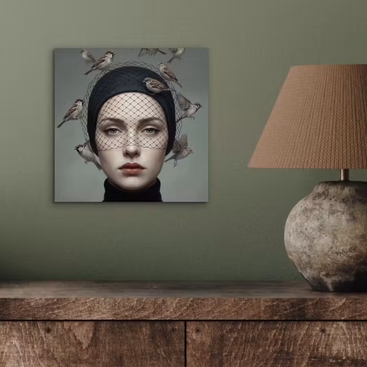 Portret - Vogels - Zwart aluminium wit klein -sfeer2